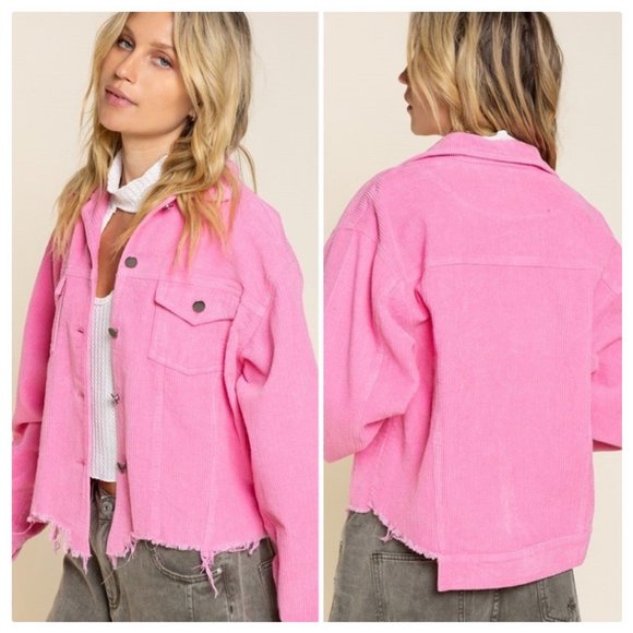 POL PLUS Basic Vintage PINK Corduroy Jacket - Picture 10 of 14